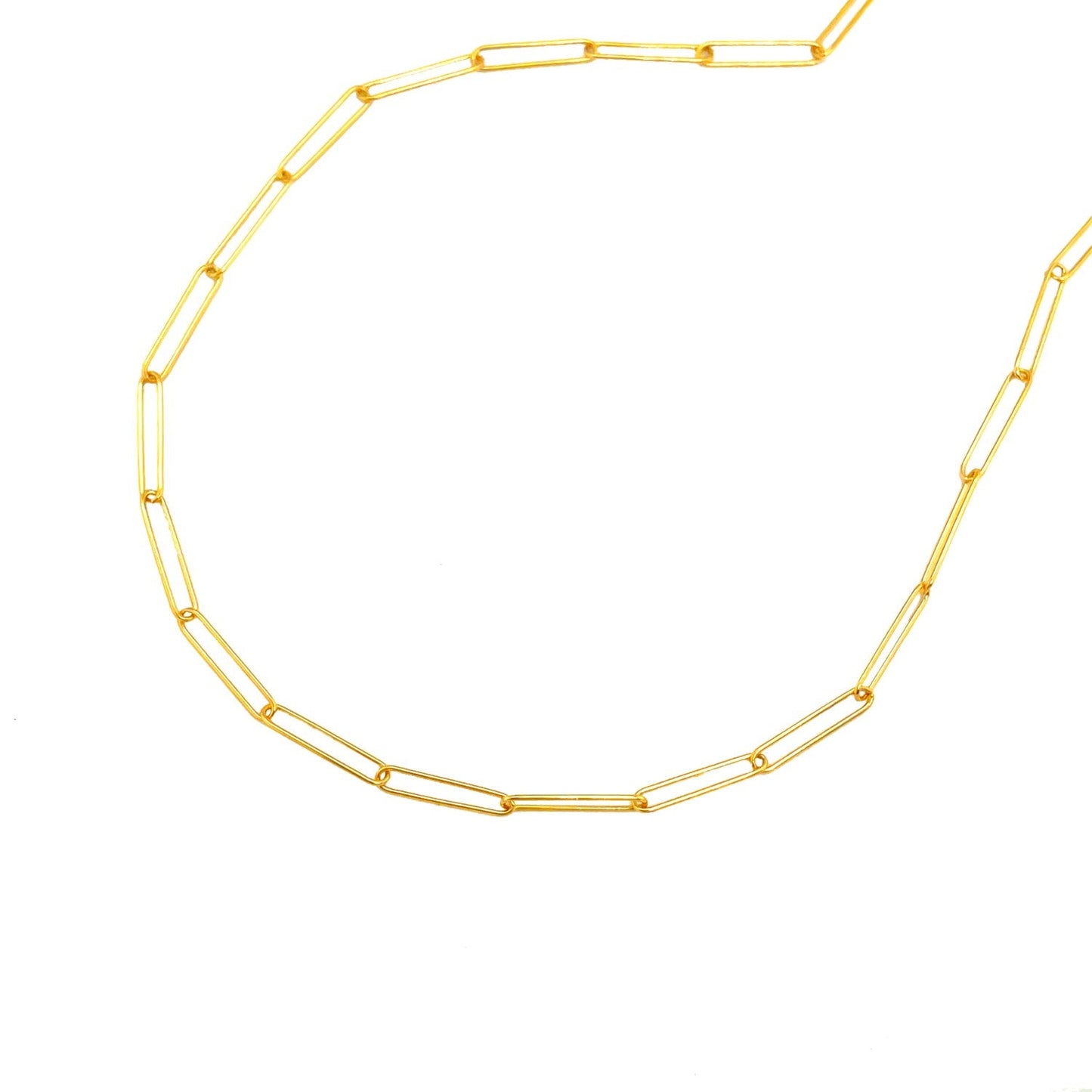 14k Yellow Gold Wire Paperclip Chain - Elegant Design