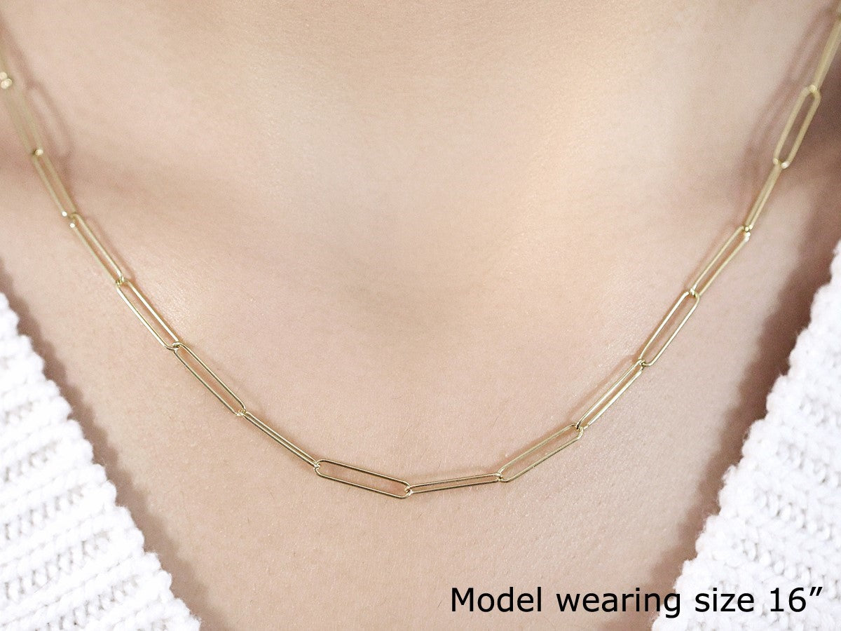 14k Yellow Gold Wire Paperclip Chain - Elegant Design