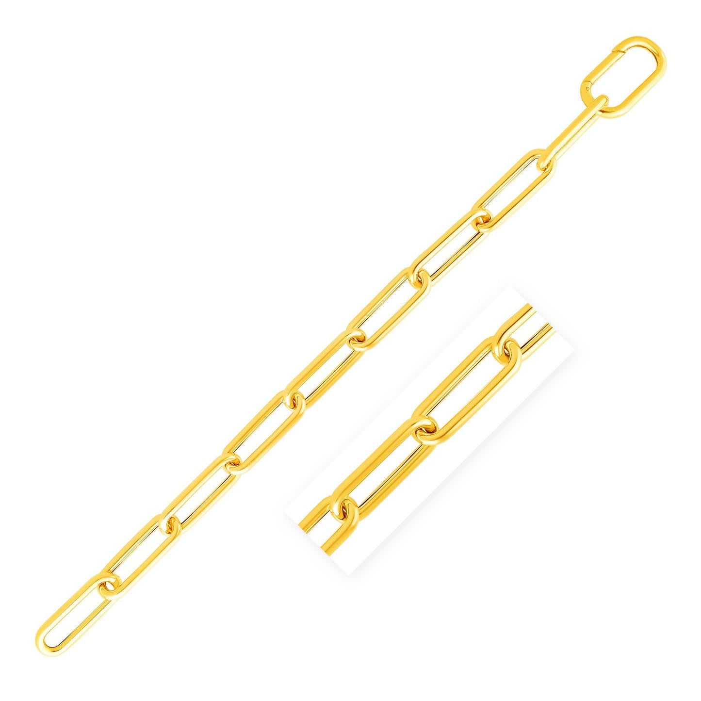 14k Yellow Gold Lite Round Wire Paperclip Bracelet