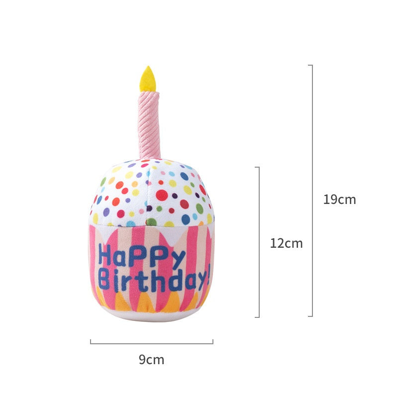 Pet Toy Birthday Cake Celebration Play Doll for Dogs with Sound and Chew Function Small Cake - Korvel
