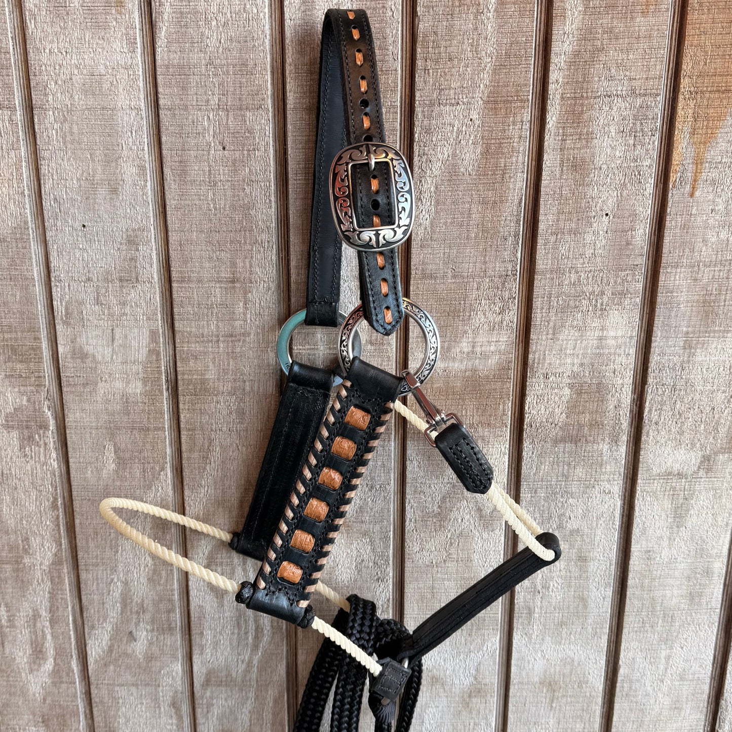 Deluxe Leather Rope Nose Halter with Tassels