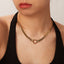 Stainless steel Cuban chain heart-shaped necklace with hollowed out flat snake chain heart pendant necklace for women - Korvel