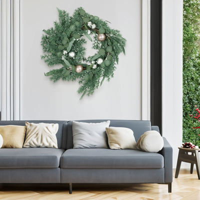 22" BERRY/EUCALYPTUS/PINECONE WREATH - Korvel