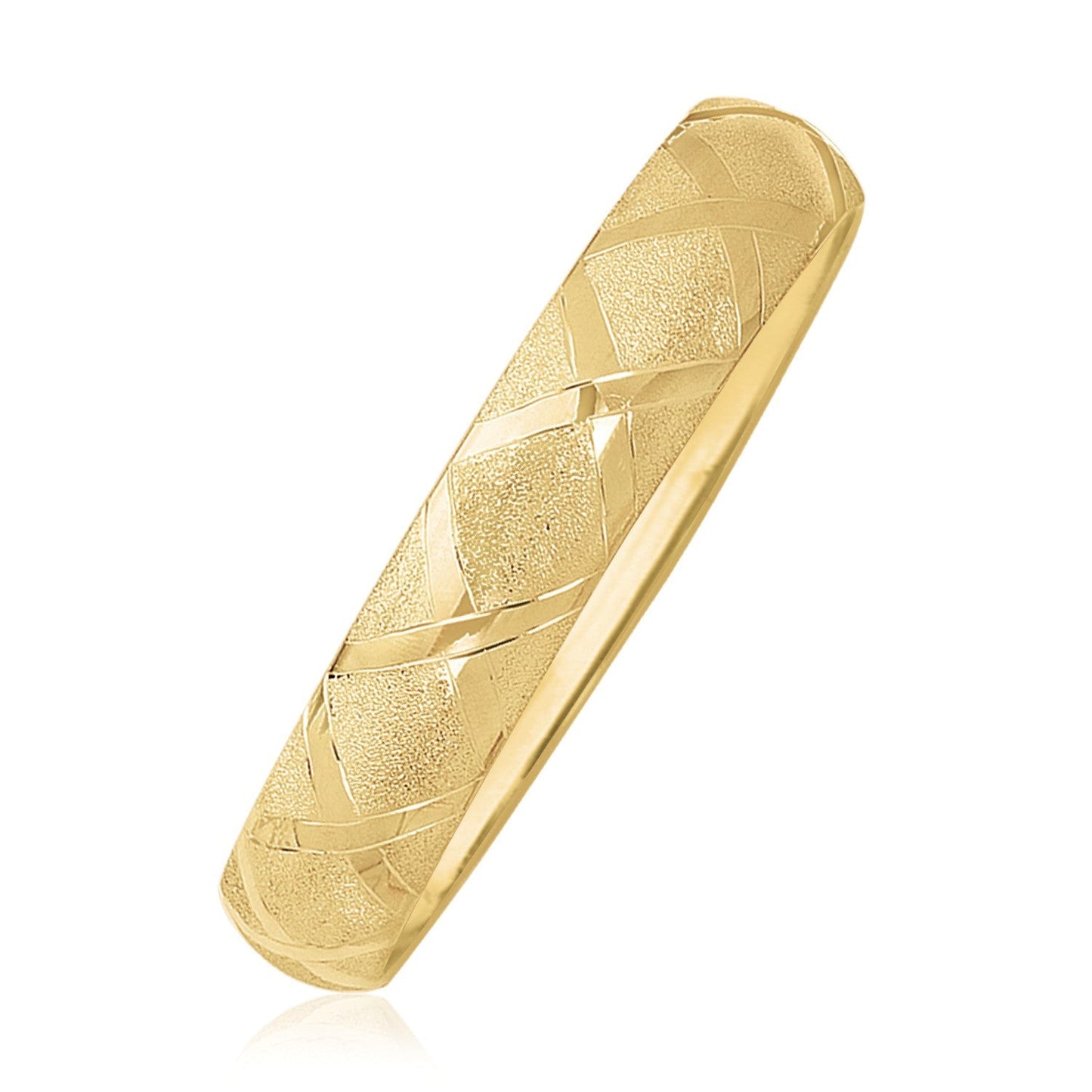 Brazalete de Patrón de Diamante de Textura Doble en Oro Amarillo de 10k