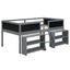 Twin Size Low Loft Bed with Two Movable Shelves and Ladder,with Decorative Guardrail Chalkboard,Gray - Korvel