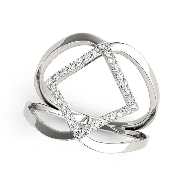 14k White Gold Interlaced Design Diamond Engagement Ring