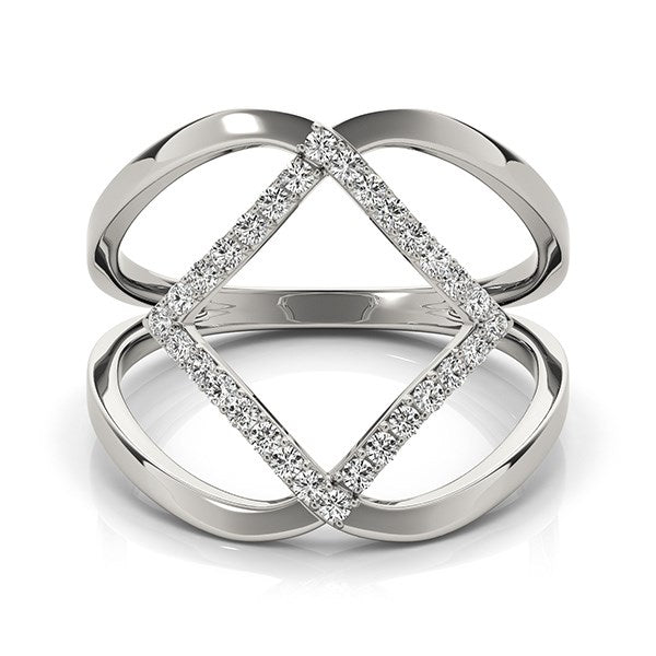14k White Gold Interlaced Design Diamond Engagement Ring