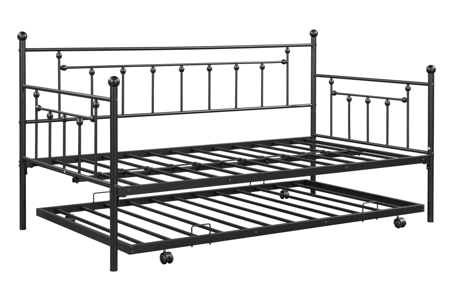 Retro Black Metal Double Bed with Flexible Ear Shaft