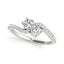 Curved Band Two Stone Diamond Ring in 14k White Gold