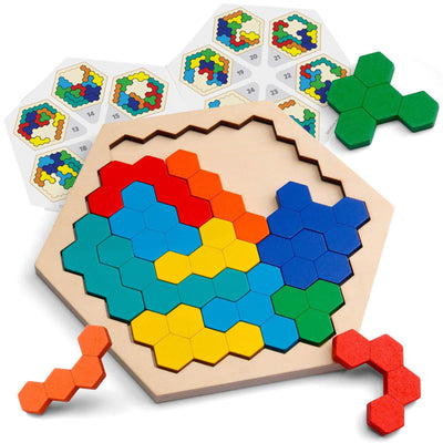 Wooden Toy Puzzle Board Honeycomb Kindergarten Pupils Hands-On Desktop Toy Wooden Puzzle - Korvel