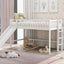 Twin Size Low Loft Bed with Ladder and Slide White - Korvel