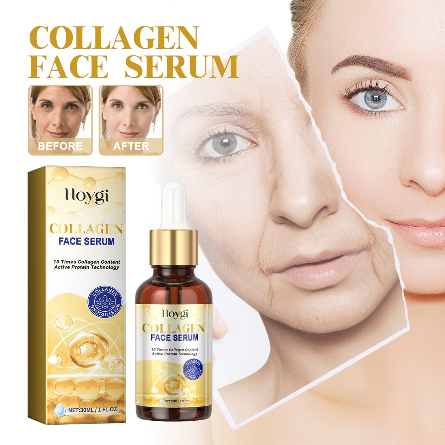 Collagen Face Serum, Moisturizing, Moisturizing And Firming Facial Skin, Cleaning, Anti-Wrinkle, Anti-Aging Eyes - Korvel