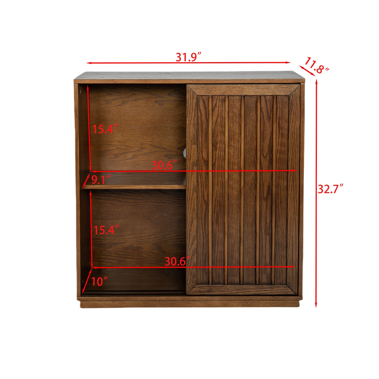 Medieval side panel with 2 sliding doors and solid wood decorative strips, storage cabinet - Korvel
