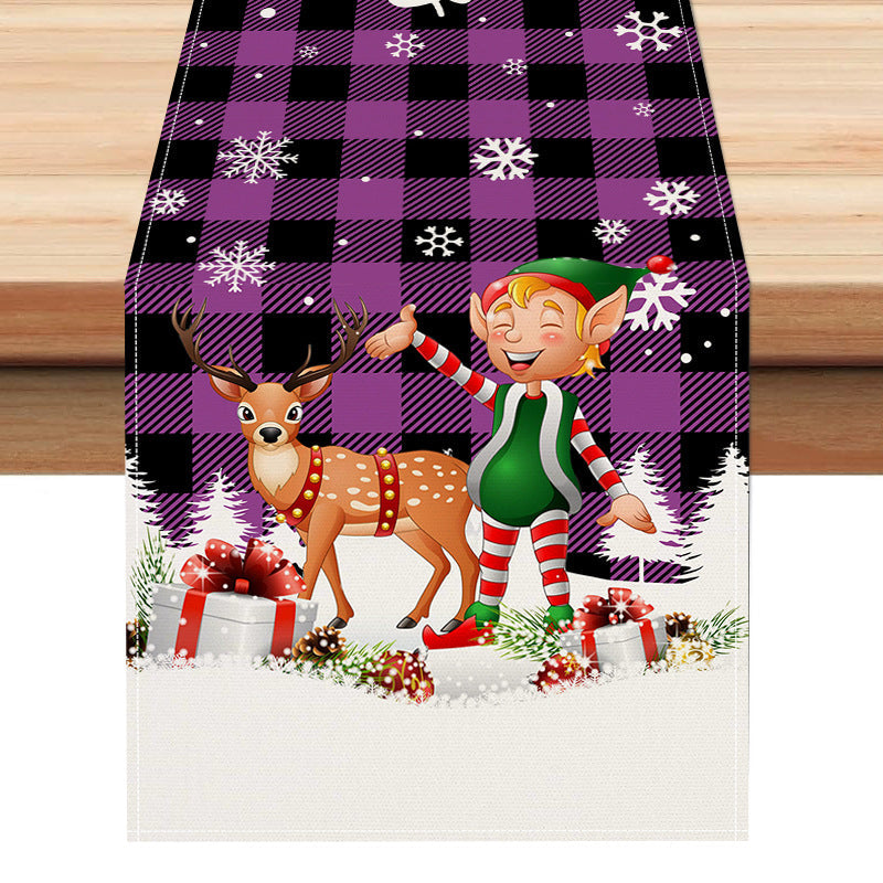 Christmas table flag holiday party restaurant decoration tablecloth linen checkered printed dining table tablecloth mat - Korvel