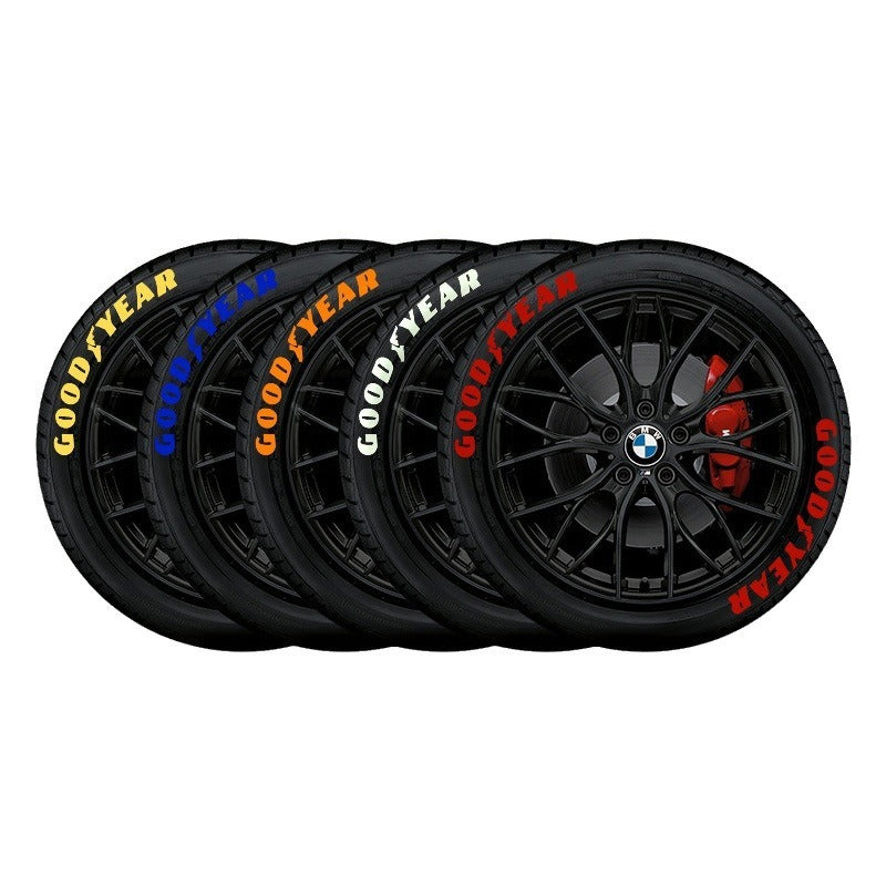 Premium 3D English Letter Tire Stickers for Cars