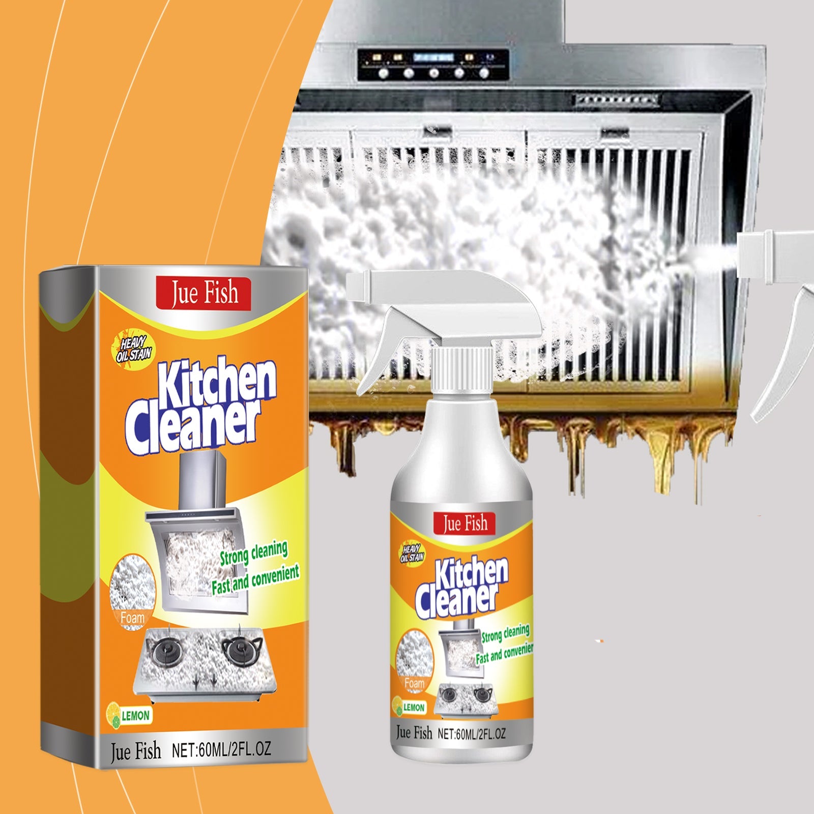 Kitchen Foam Cleaner, Household Kitchen Hood Heavy Oil Foam Cleaner Oil Clean - Korvel