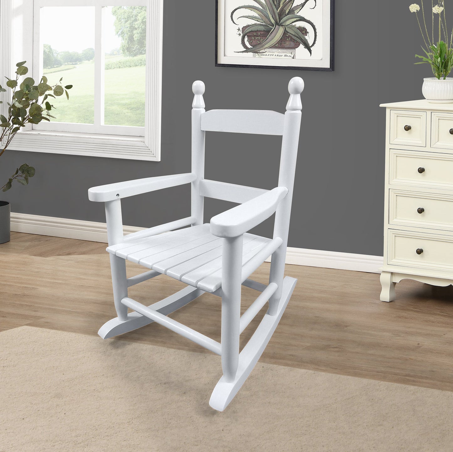 Silla mecedora blanca para niños - Uso interior y exterior