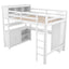 Wood Loft Bed with Cabinet and Bookshelf, Full Size Loft with Wardrobe and Desk for Kids,White - Korvel