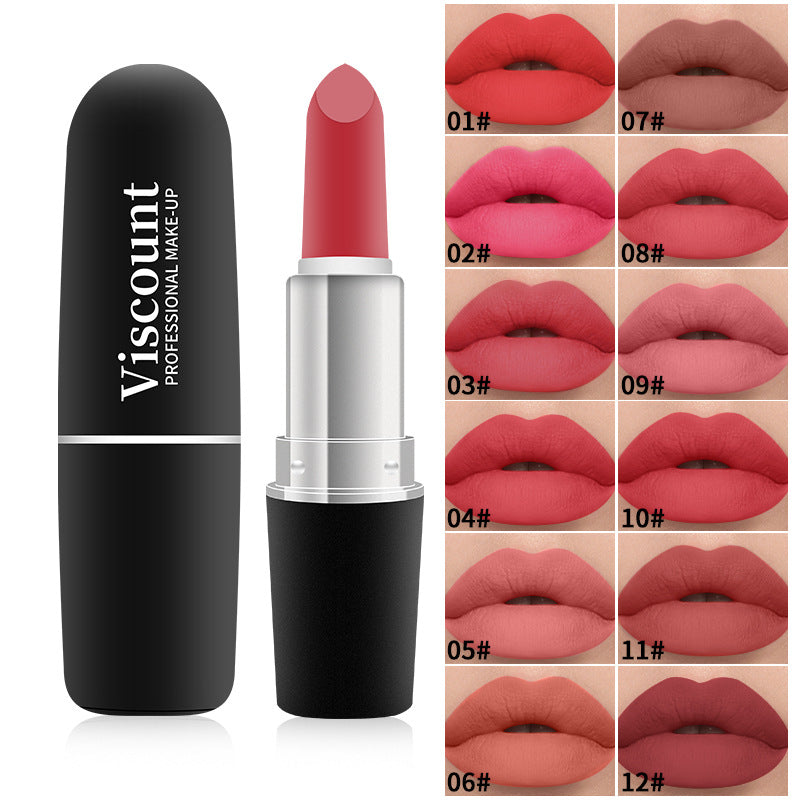New Frosted Bullet Fog Matte White Lipstick Small Pepper 12 Color Moisturizing Lipstick - Korvel