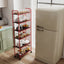Red 6-story ultra-thin rolling storage cart, mobile shelves with wheels, metal wire storage rack with baskets - Korvel