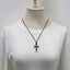 Light coffee walnut black walnut solid wood cross pendant necklace sweater chain for women - Korvel