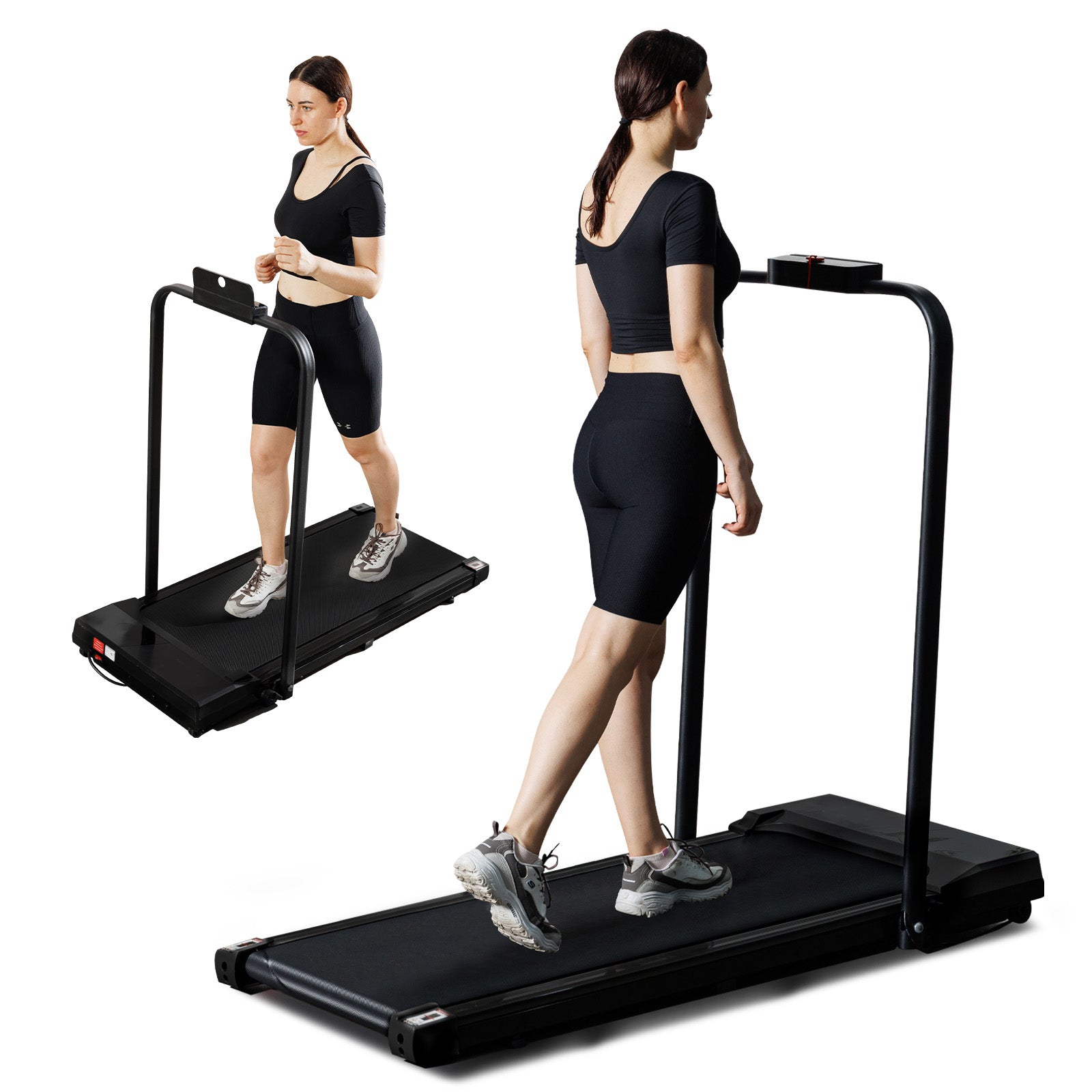 Flatbed walker with armrests black - Korvel