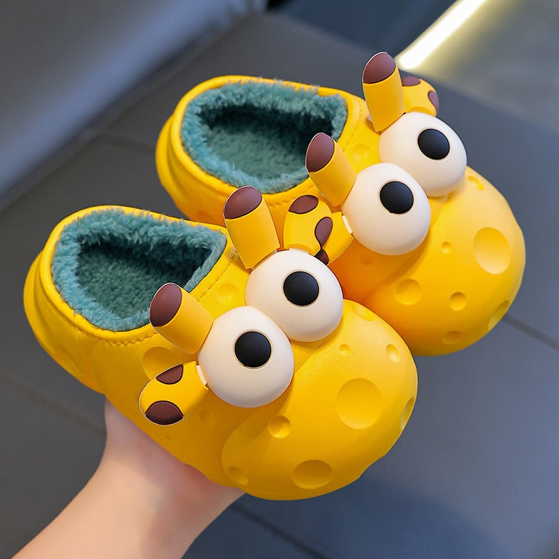 Autumn and winter baby cotton slippers for boys and girls, warm and plush bag with cotton cover and waterproof large, medium, and small children cotton slippers - Korvel