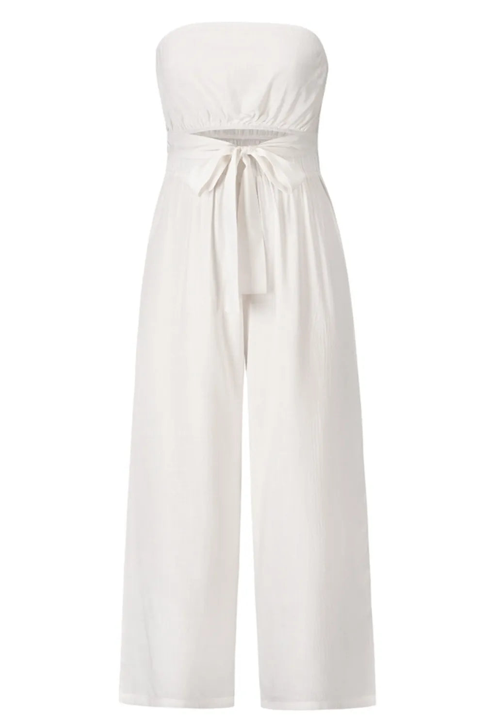 Tied Cutout Tube Wide Leg Jumpsuit - Korvel