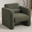 Modern style chair with sheepskin Sherpa fabric soft cushion, comfortable armchair, soft with backrest and pillow, seaweed green - Korvel