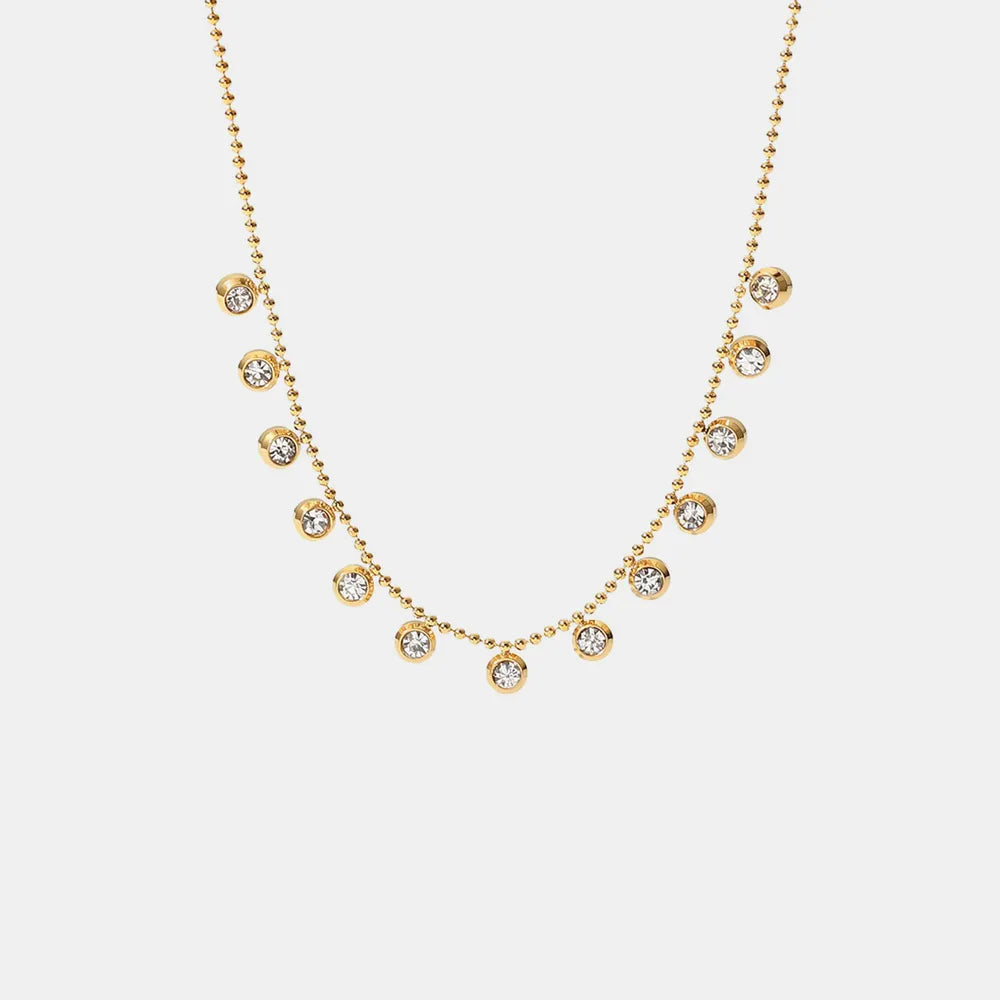 Fashionable and versatile titanium steel necklace white zircon stainless steel necklace for women - Korvel