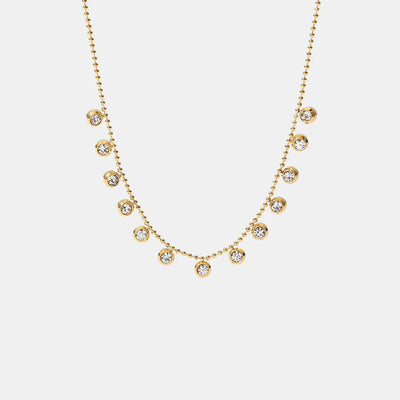 Fashionable and versatile titanium steel necklace white zircon stainless steel necklace for women - Korvel