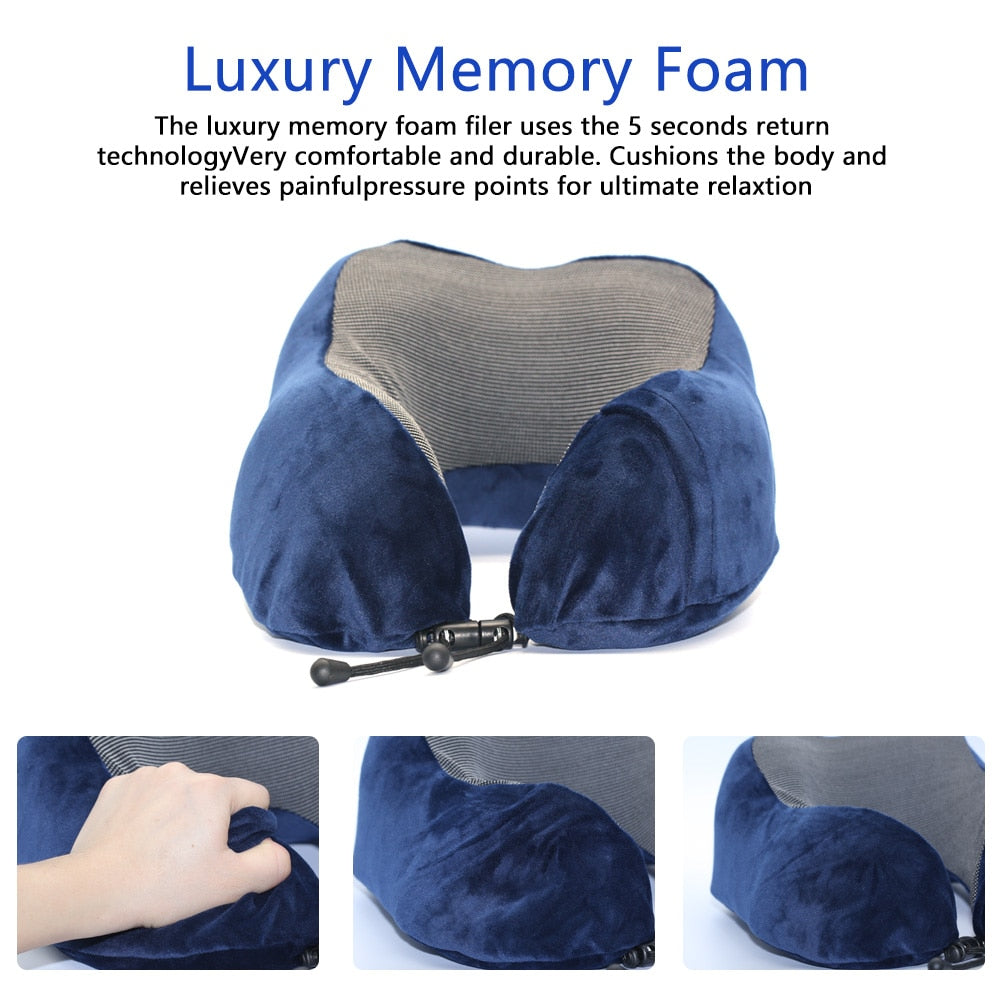 U Shaped Memory Foam Neck Pillows Soft Travel Pillow Neck Cervical Airplane Pillow 30*28*14CM Cervical Travel Healthcare Bedding - Korvel