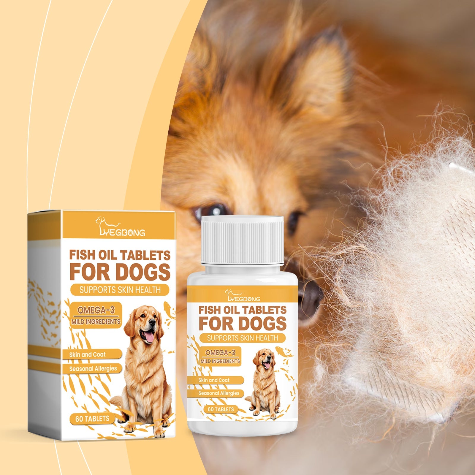 Dog Multi-Dimensional Fish Oil Tablet Pet Dog Hair Care Moisturize Skin Care Pet Health - Korvel