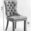 High end tufted solid wood velvet soft cushion dining chair chrome plated leg nail decoration gray and chrome two-piece set - Korvel