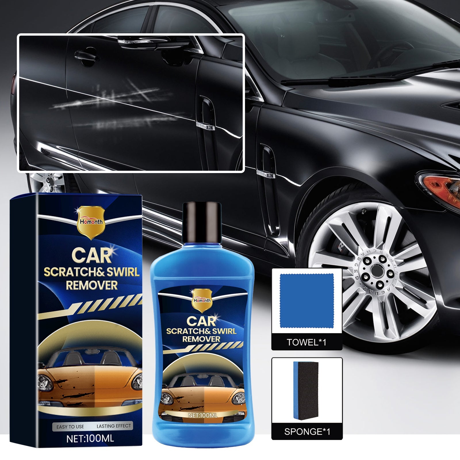 Car Scratch & Swirl Remover, Car Paint Scratches Scratches Repair Cleaning And Polishing Refurbishment Maintenance Kit - Korvel