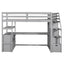 Twin Size Loft Bed with Desk and Shelves Two Built-in Drawers, Storage Staircase Gray - Korvel