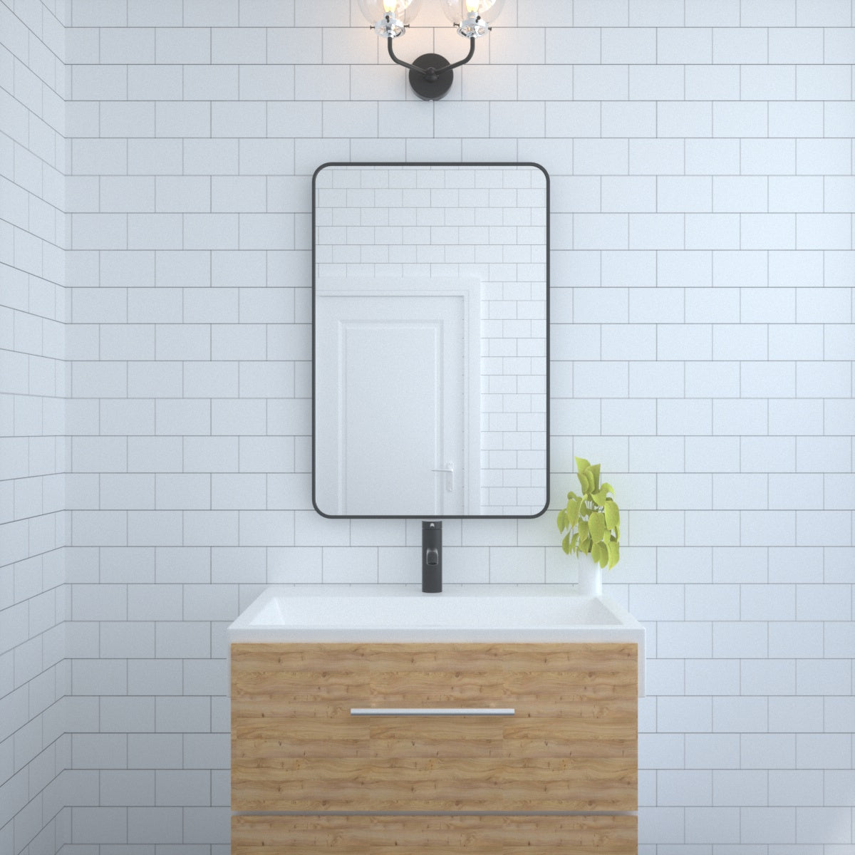 Matte Black Aluminum Frame Bathroom Wall Mirror 24x36