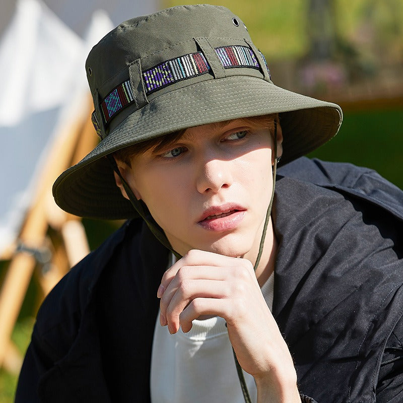 Western cowboy hat women's summer large brim Japanese fisherman hat sun protection sunshade outdoor seaside travel mountaineering hat men - Korvel