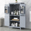 Bathroom floor storage cabinet, bathroom storage cabinet, 4-door independent cabinet, adjustable shelf, adaptive shelf, gray - Korvel
