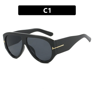 Lunettes de soleil à grande monture en forme de T - Style personnalisé pour femmes