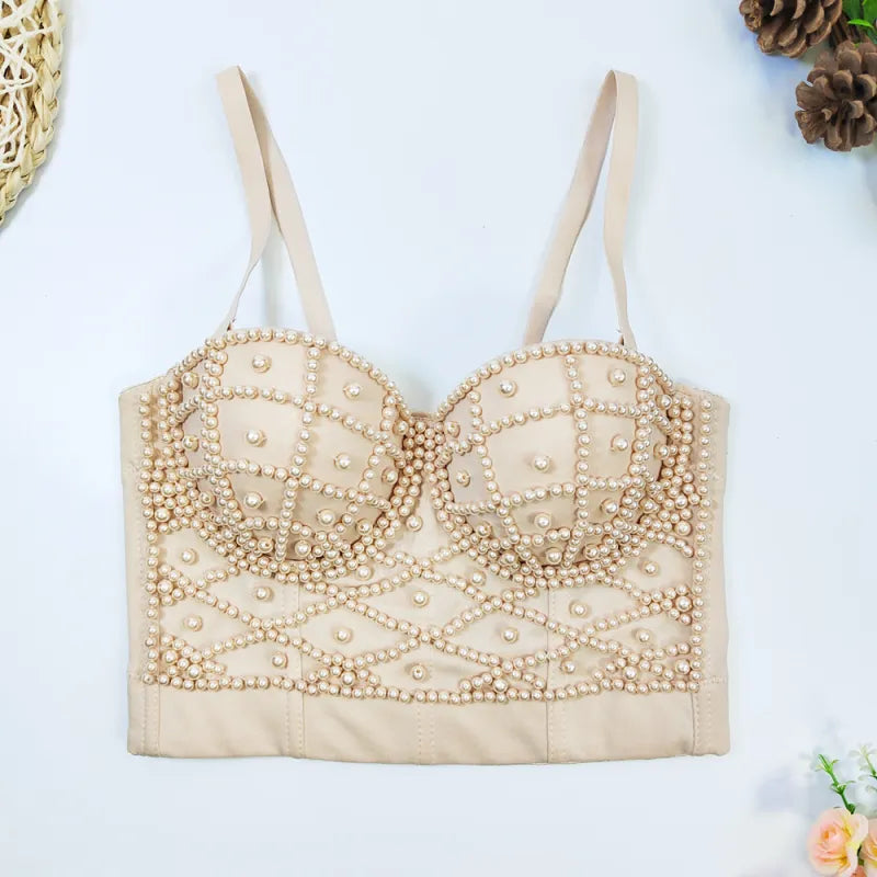 Camiseta sin mangas de perlas elegantes para mujeres