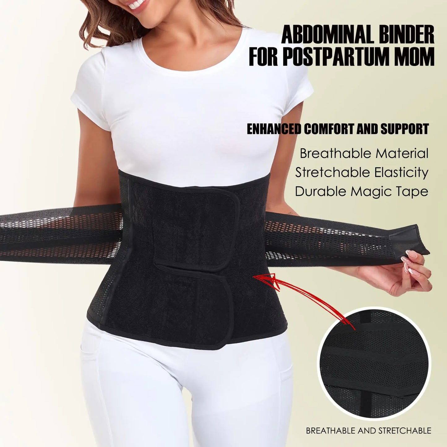 Postpartum Belly Band - Abdominal Support Wrap in Midnight Black