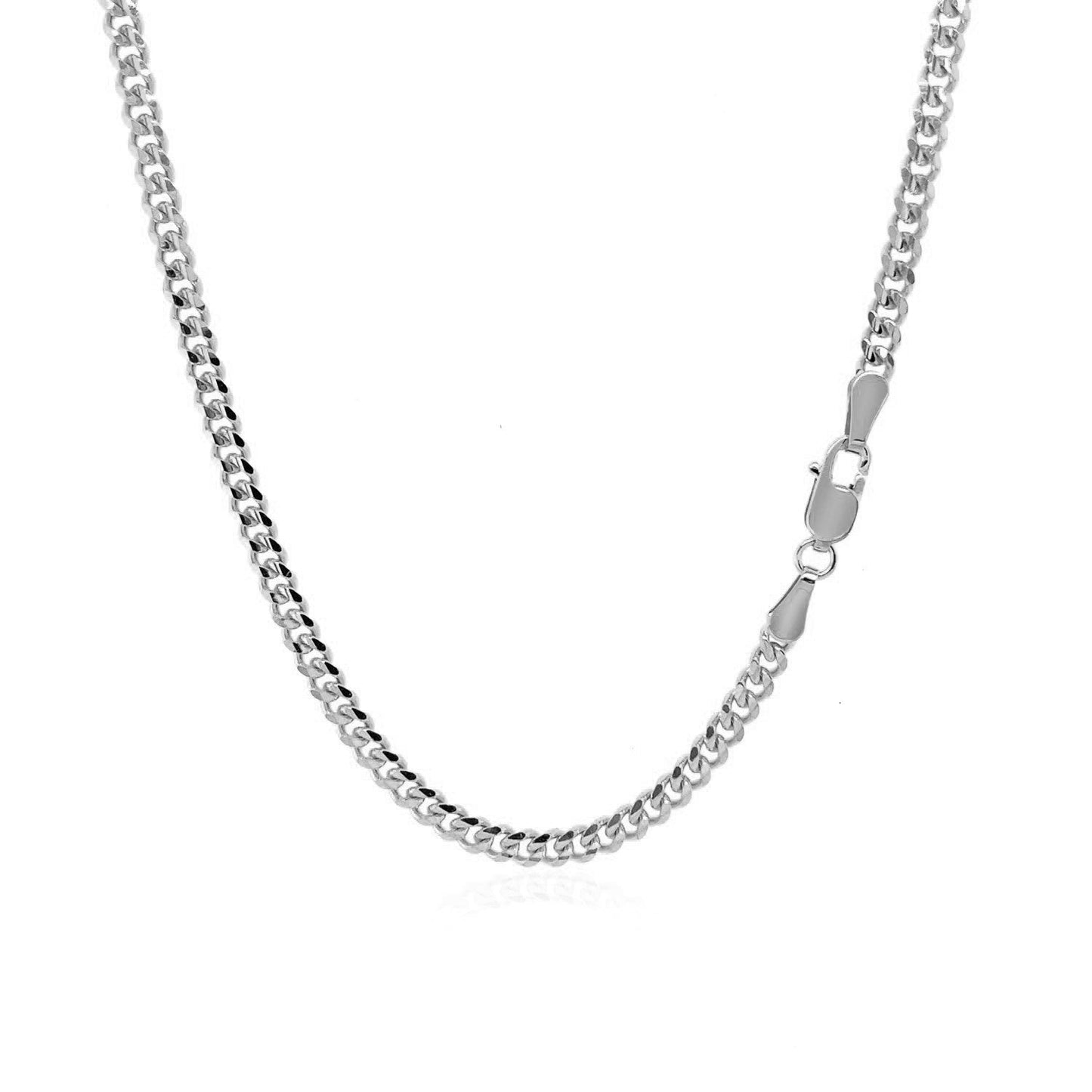 Chaîne Gourmette en Or Blanc 14K - Largeur de 2,80 mm