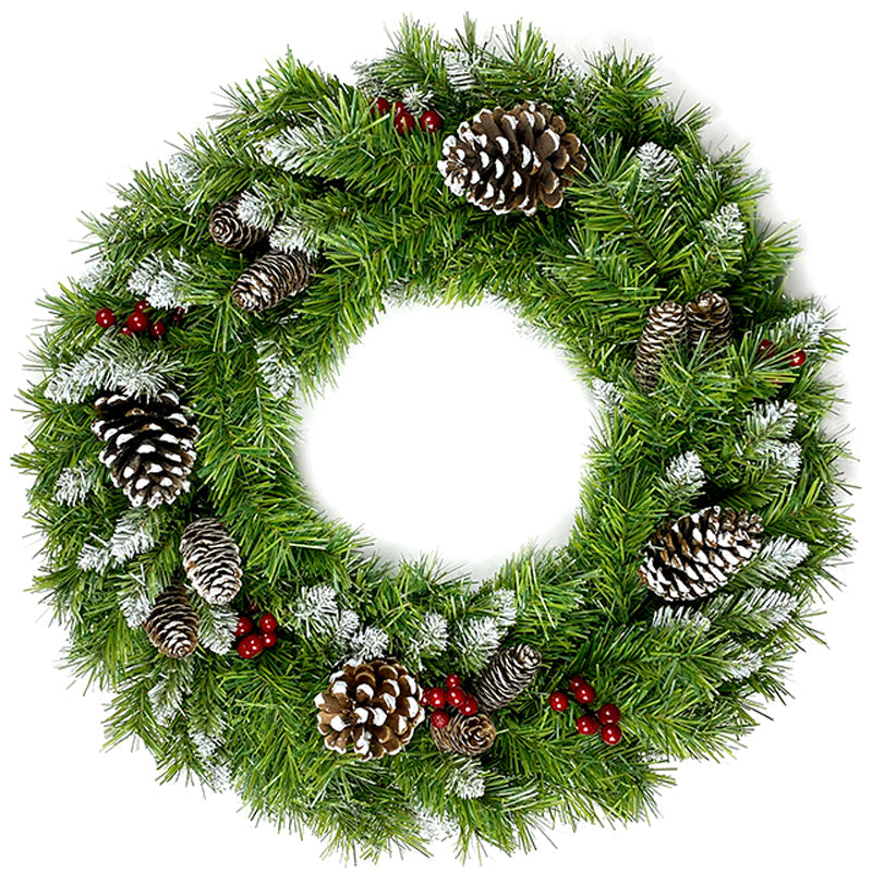 Christmas Tree Artificial Christmas 4-piece Set, including flower wreath, flower wreath, and 2 entrance trees, with LED lights - Korvel
