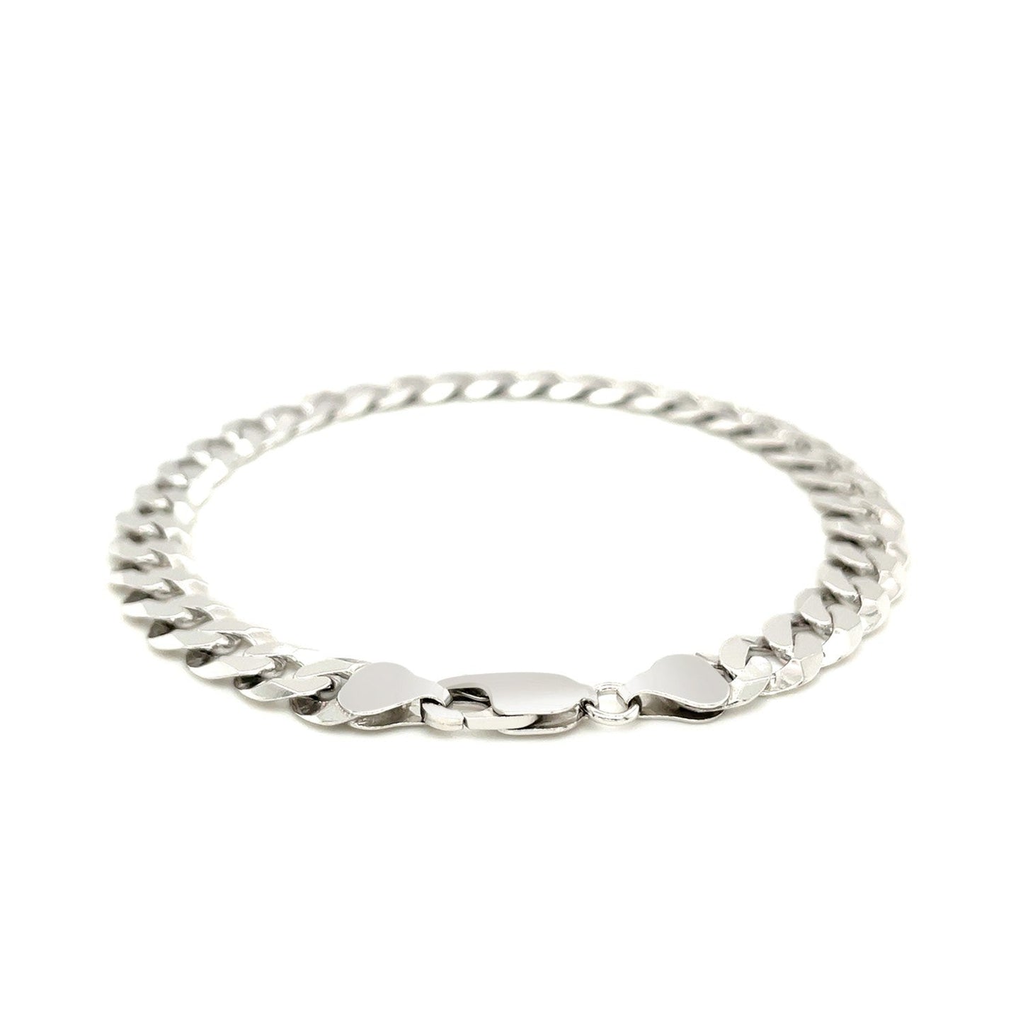 Rhodium Plated Sterling Silver Curb Style Bracelet
