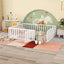 Queen Size Wood Floor Bed Frame with Fence and Door White(OLD SKU:WF289663AAK) - Korvel