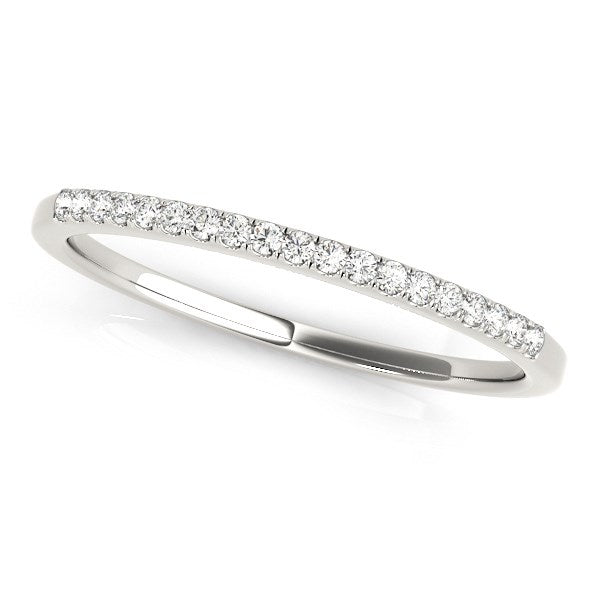 14k White Gold Round Thin Diamond Wedding Band