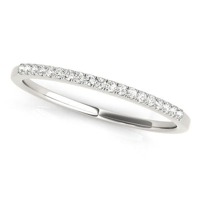 14k White Gold Round Thin Diamond Wedding Band