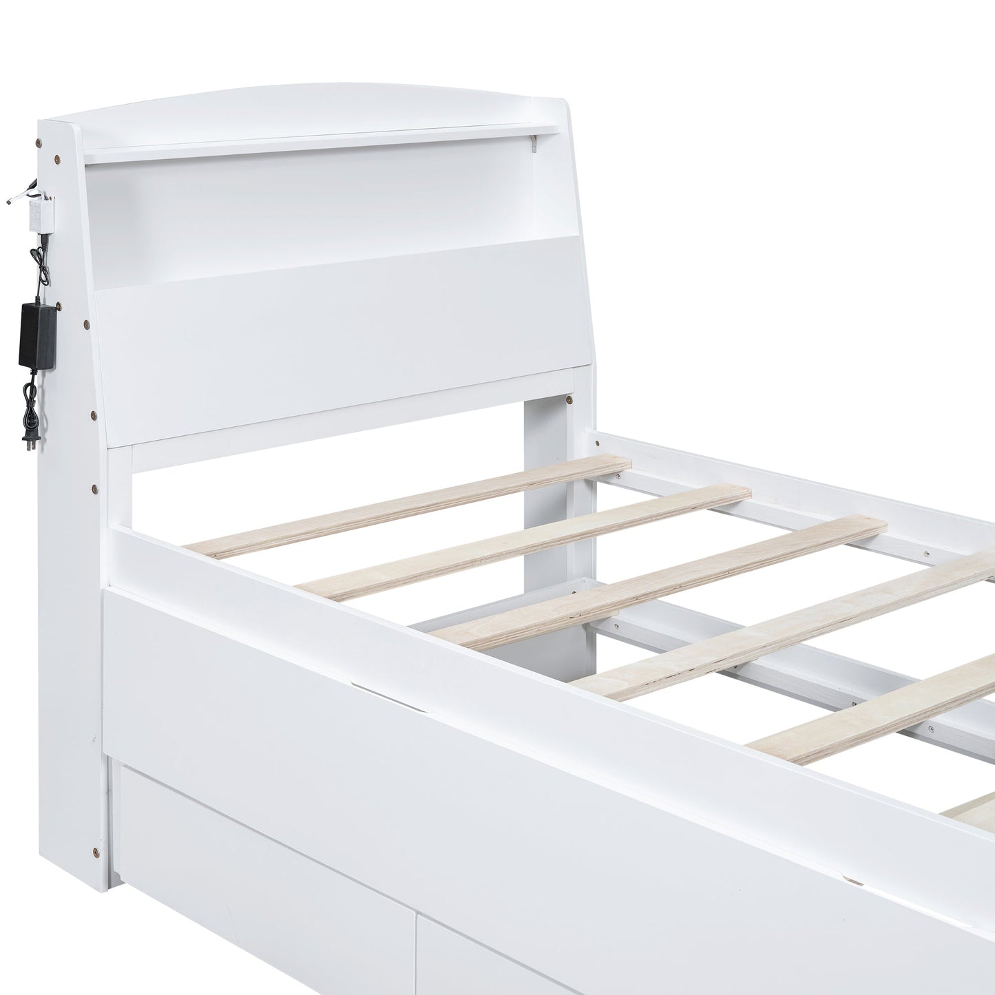 Cama Plataforma Elegante de Tamaño Twin con Almacenamiento y Cabecera LED