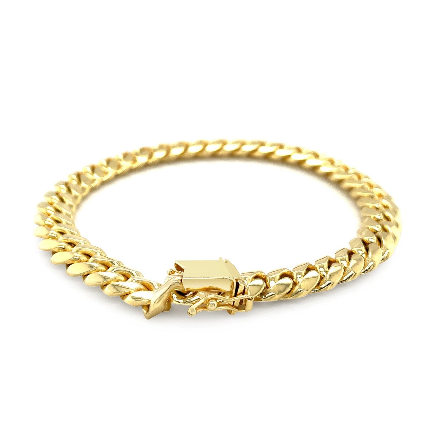 Pulsera Sólida Clásica Miami Cuban de Oro Amarillo de 14k - 8.25mm